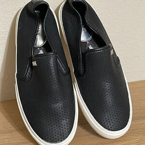 Michael Kors Black perforated slip on flats leather shoes size 6M